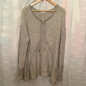 Knox Rose cuff sleeve lace neck sweater NWOT